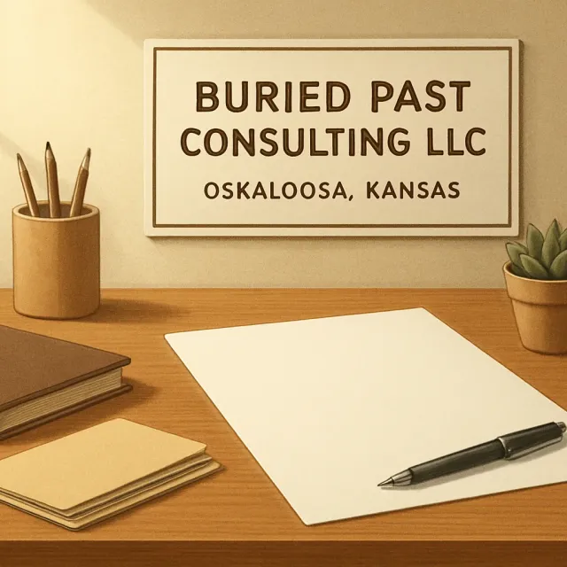 Original JustKansas illustration for Buried Past Consulting LLC