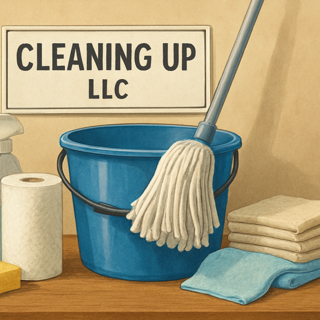 Original JustKansas illustration for Cleaning Up LLC