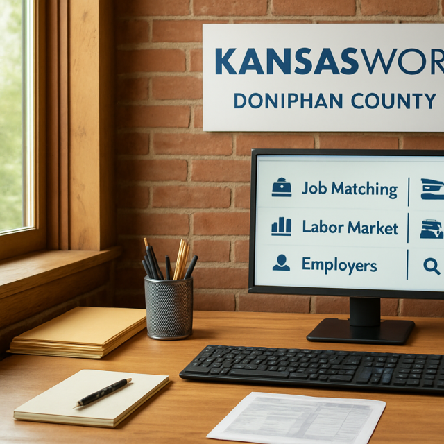 Original JustKansas illustration for Kansas Works - Doniphan County KS