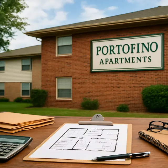 Original JustKansas illustration for Portofino Apartments
