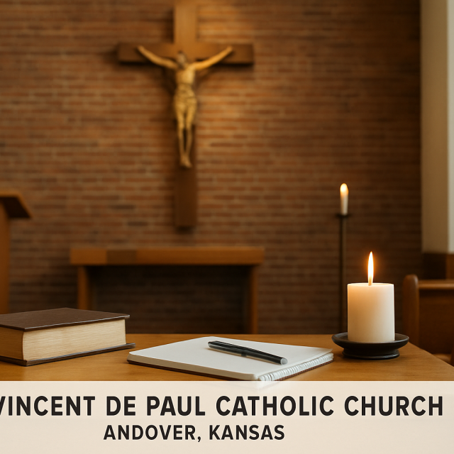 Original JustKansas illustration for St. Vincent de Paul Catholic Church