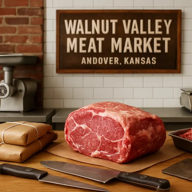 Original JustKansas illustration for Walnut Valley Meat Market-Andover