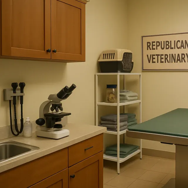 Original JustKansas illustration for Republican Valley Veterinary Clinic