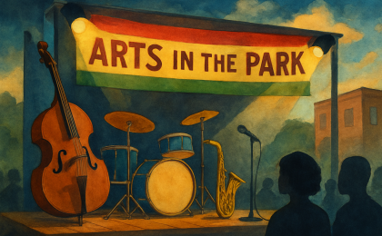 Original JustKansas illustration for Arts in the Park - Juneteenth Performance