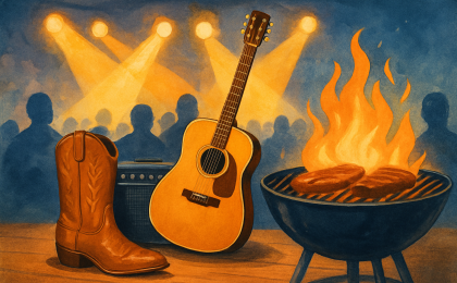 Original JustKansas illustration for Boots, BBQ & Kickoff