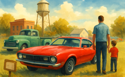 Original JustKansas illustration for Father's Day Car Show