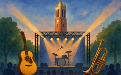 Original JustKansas illustration for Jun 6, 2027: Concerts at the Campanile at Memorial Drive - WWII Memorial Campanile / Campanile Plaza