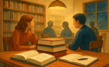 Original JustKansas illustration for May 19, 2027: Book Club in the Kettle at Watson Library