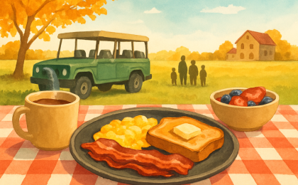 Original JustKansas illustration for Safari Breakfast