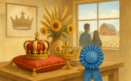 Original JustKansas illustration for Tri Rivers Fair King & Queen Crowning