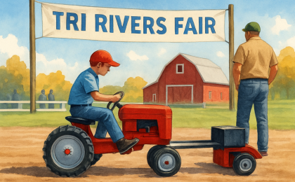 Original JustKansas illustration for Tri Rivers Fair Pedal Pull