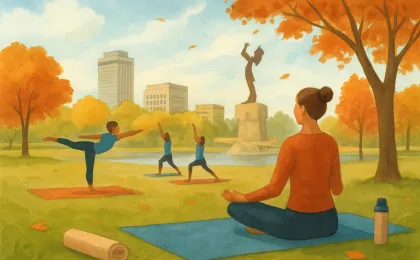 Original JustKansas illustration for Yoga in the Park