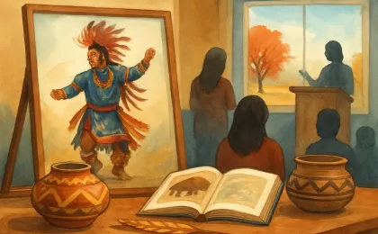 Original JustKansas illustration for Home/Land: Wahzhazhe Artists Speak