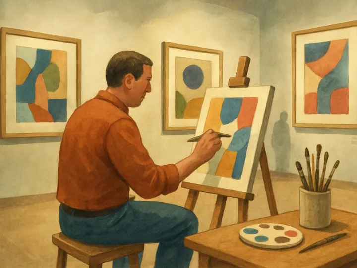 Original JustKansas illustration for Jun 18, 2026: Michael Knutson, Artist-in-Residence at Red Barn Studio Museum