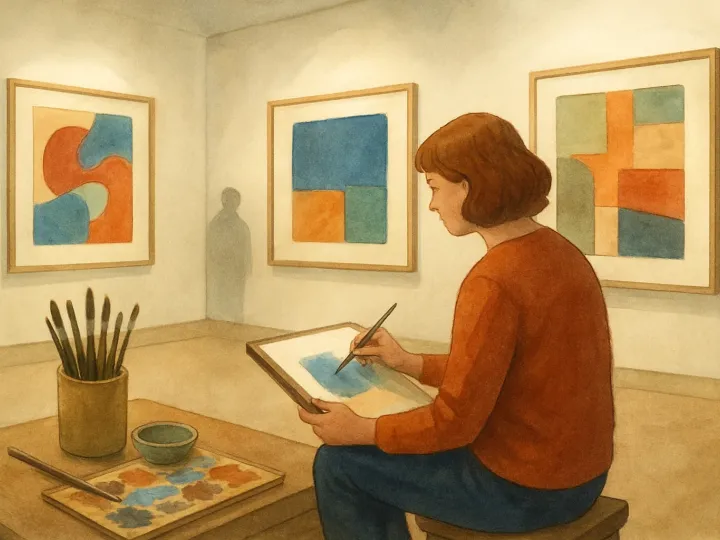 Original JustKansas illustration for Jun 23, 2026: Catherine Coughlin, Artist-in-Residence at Red Barn Studio Museum