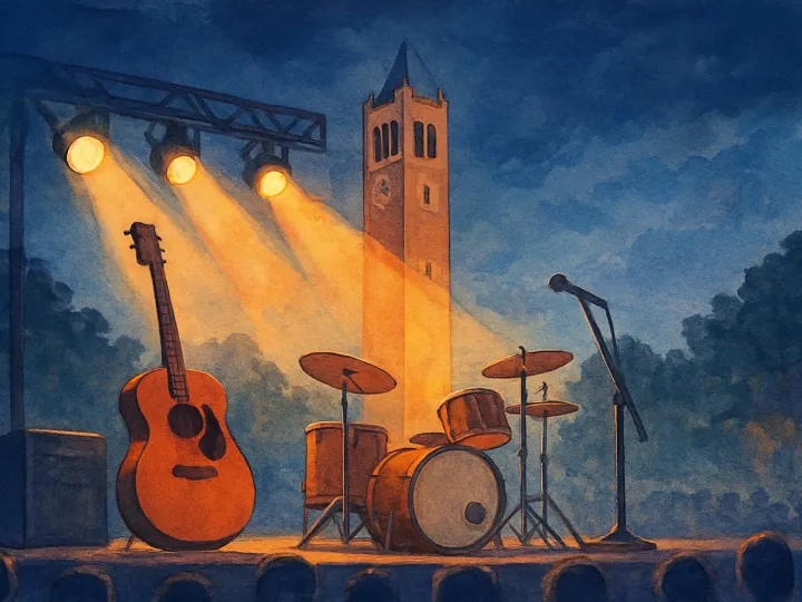 Original JustKansas illustration for Nov 8, 2026: Concerts at the Campanile at Memorial Drive - WWII Memorial Campanile / Campanile Plaza