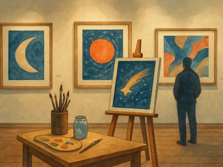 Original JustKansas illustration for Haricombe Gallery Exhibit | Ad Astra: A Kansas Story Written in the Stars at Watson Library