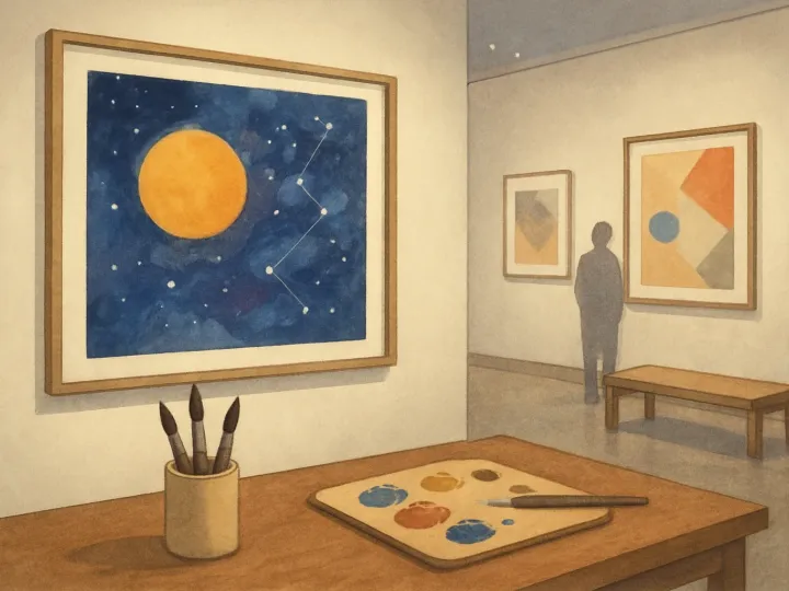 Original JustKansas illustration for Haricombe Gallery Exhibit | Ad Astra: A Kansas Story Written in the Stars at Watson Library