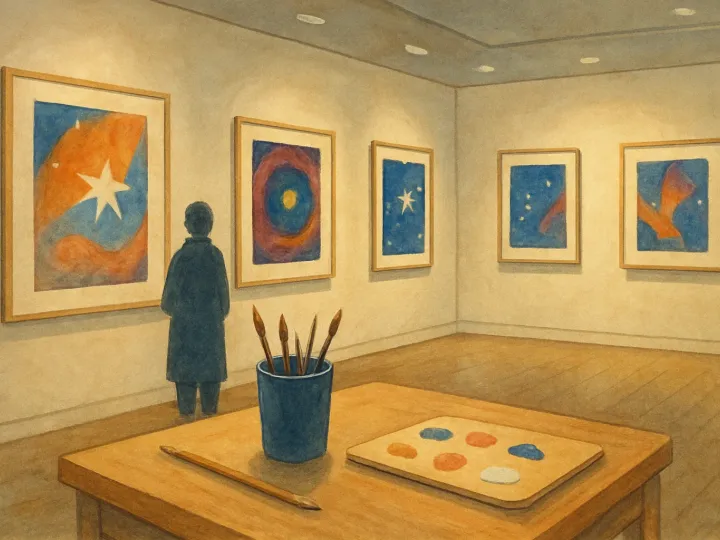 Original JustKansas illustration for Haricombe Gallery Exhibit | Ad Astra: A Kansas Story Written in the Stars at Watson Library