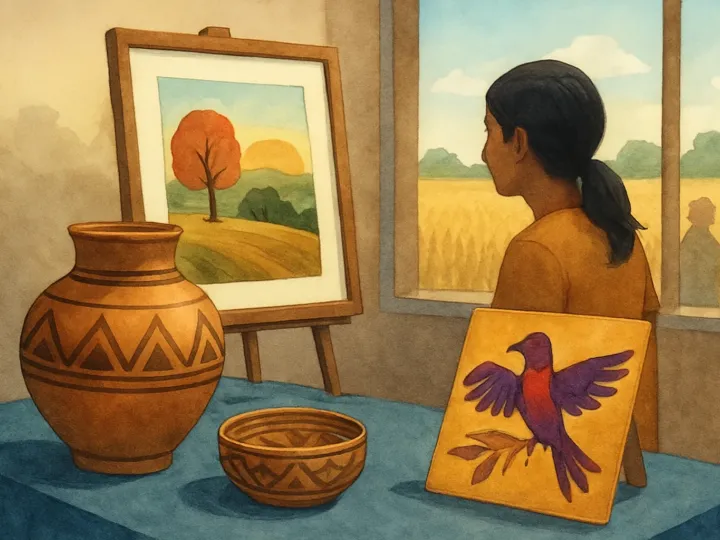 Original JustKansas illustration for Home/Land: Wahzhazhe Artists Speak