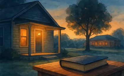 Warm, respectful illustration showing a small-town Kansas porch scene and a memory book on a table, symbolizing community remembrance.