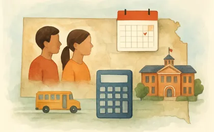 Illustration showing student enrollment and September headcount influencing school funding calculations