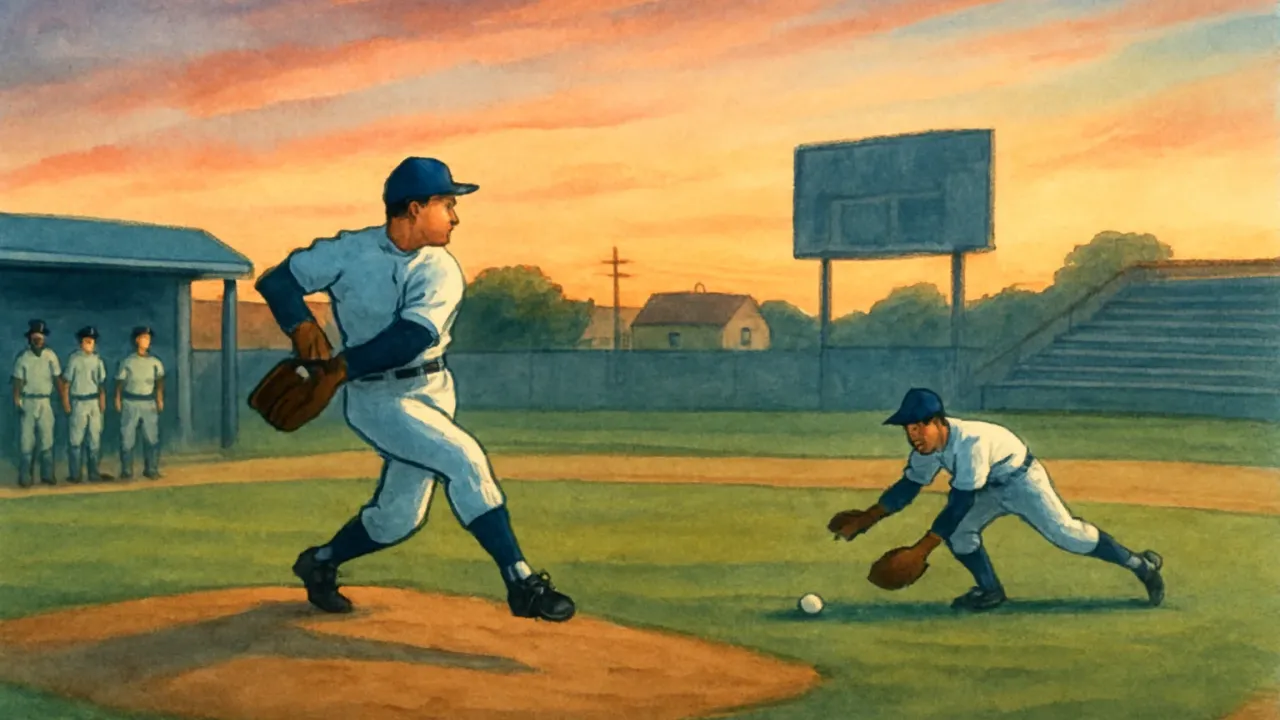 Youth baseball action during a two-game doubleheader at a community park