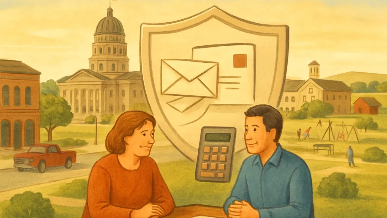 Illustration of a protective shield over a flow of tax-related mail, representing blocked fraudulent refunds