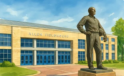 Original JustKansas illustration for Allen Fieldhouse Tours