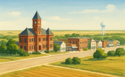 Original JustKansas illustration for City of Leoti