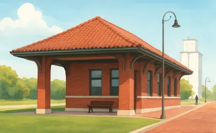Original JustKansas illustration for Downs Historic Railroad Depot