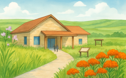 Original JustKansas illustration for Flint Hills National Wildlife Refuge