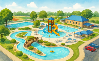 Original JustKansas illustration for Hays Aquatic Park