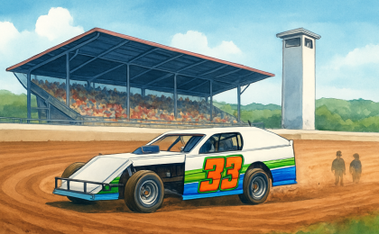 Original JustKansas illustration for Humboldt Speedway