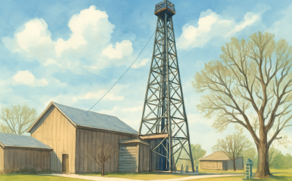 Original JustKansas illustration for Kansas Oil Museum