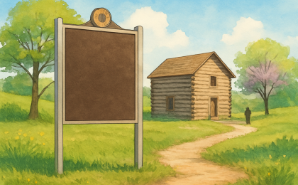 Original JustKansas illustration for Marais des Cygnes Massacre State Historic Site
