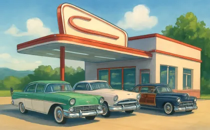 Original JustKansas illustration for Midwest Dream Car Collection