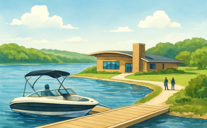 Original JustKansas illustration for Perry State Park - Reservoir and Wildlife Area