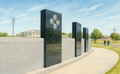 Original JustKansas illustration for Southwest Kansas Veterans Memorial
