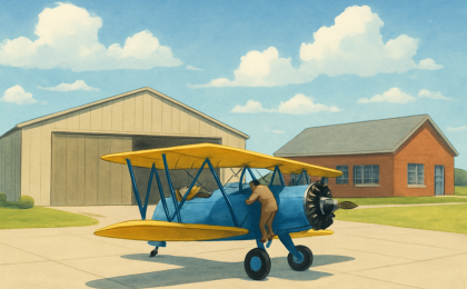 Original JustKansas illustration for Spencer Flight & Education Center