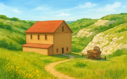 Original JustKansas illustration for Threshing Machine Canyon