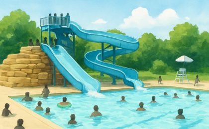 Original JustKansas illustration for Winfield Aquatic Park