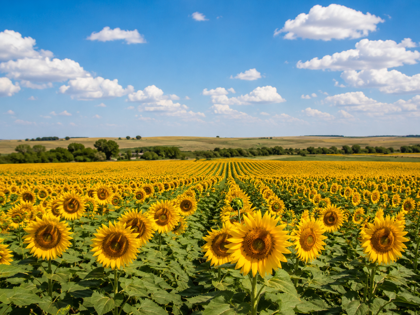 A wide Kansas sunflower field.